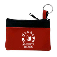 Single Pocket Zipper Coin & Key Pouch With BLACK Trim